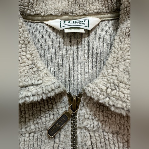 Vintage LL Bean Jacket Mens M Beige Fleece Warm Up 80’s 90’s Y2K MADE IN 🇺🇸 - Picture 7 of 13